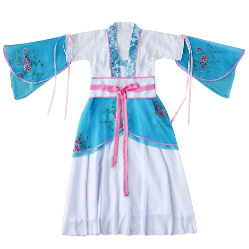 Girls Chinese folk dance dresses ancient traditional hanfu drama fairy anime photos cosplay stage performance robes costumes